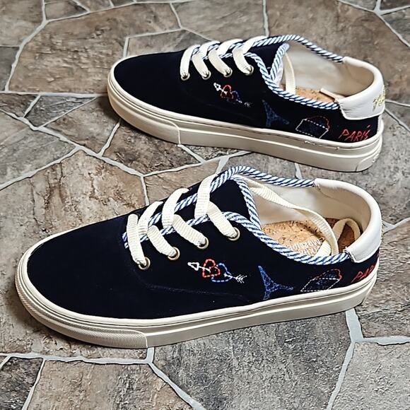 New in Box Soludos Navy Paris Platform Sneakers Sz 8 - Picture 3 of 12